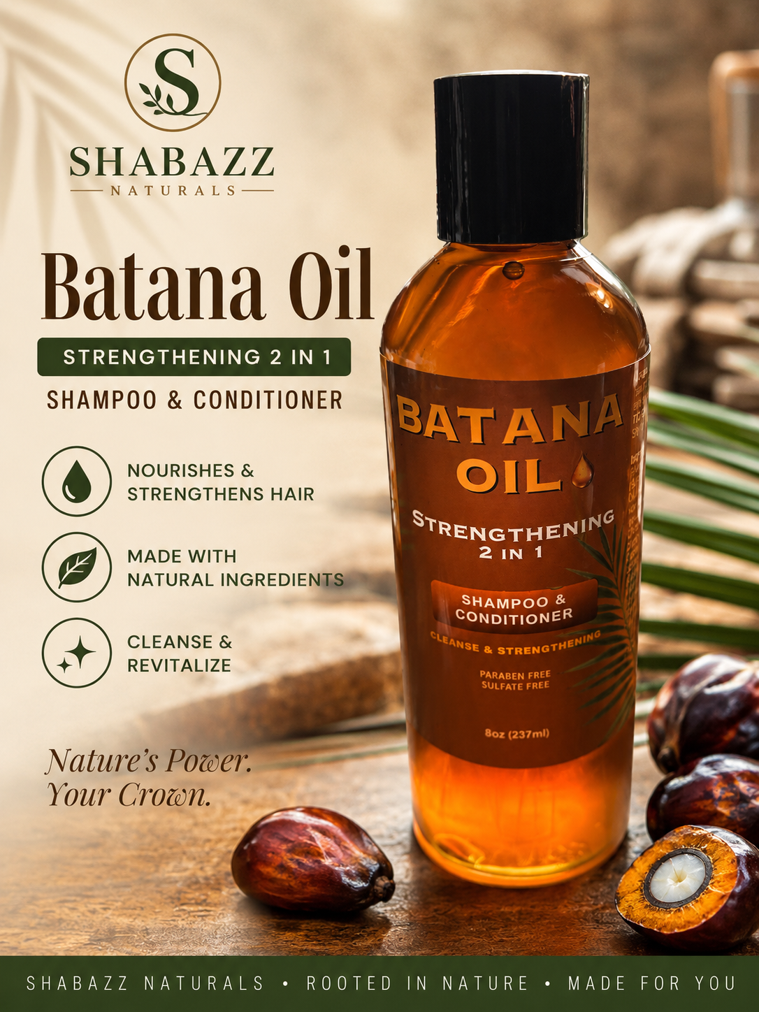 Batana Oil Strengthening 2 in 1 Shampoo & Conditioner