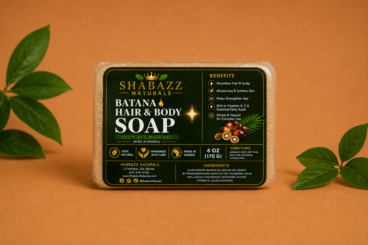 Shabazz Naturals Batana Hair & Soap Bar 6 oz